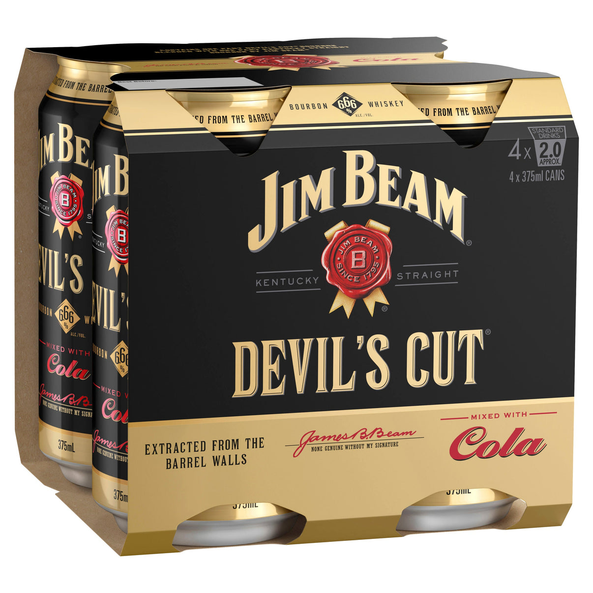 Jim Beam Devil's Cut Bourbon & Cola Cans 375mL - Liquor Lab